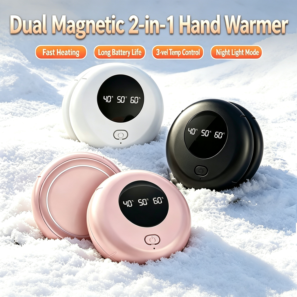Magnetic Rechargeable Hand Warmer - 720° Heater with LED Temp Display