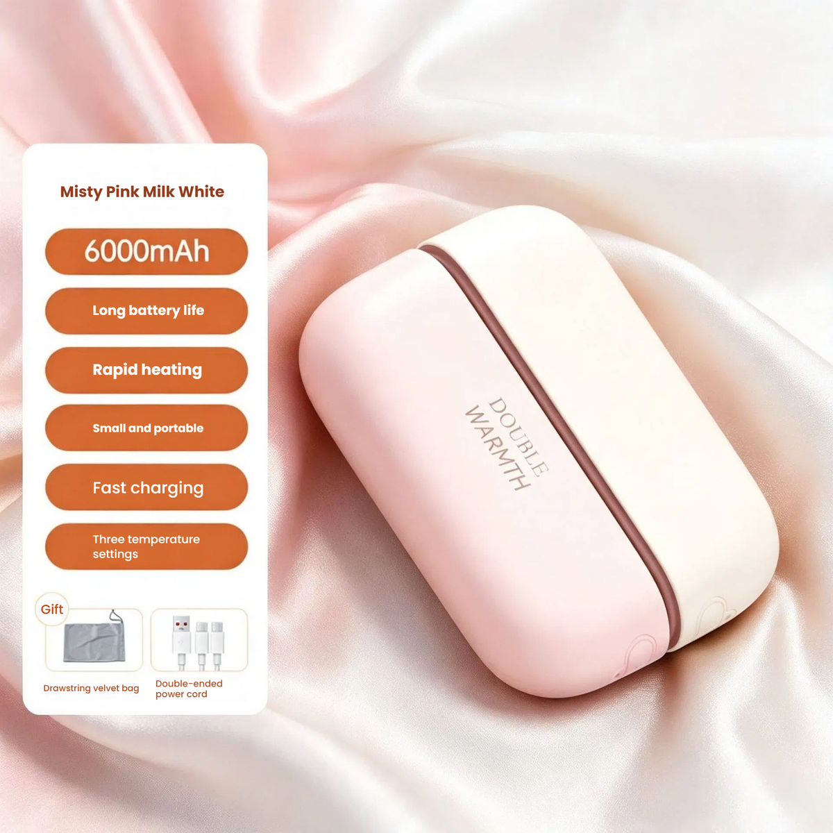 6000mAh Magnetic Hand Warmer - Rechargeable 3-Level Electric Heater