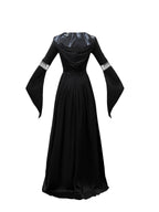 Women's Black Hooded Witch Dress - Halloween Gothic Maxi Gown Costume