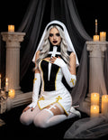 Women's Nun Cosplay Costume 4-Piece Set - Halloween Dress Up Outfit