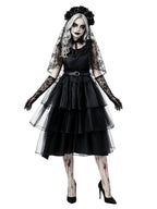 Women's Gothic Ghost Bride Costume 5-Piece Set - Halloween Dress Up Outfit