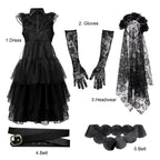 Women's Gothic Ghost Bride Costume 5-Piece Set - Halloween Dress Up Outfit