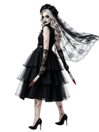 Women's Gothic Ghost Bride Costume 5-Piece Set - Halloween Dress Up Outfit