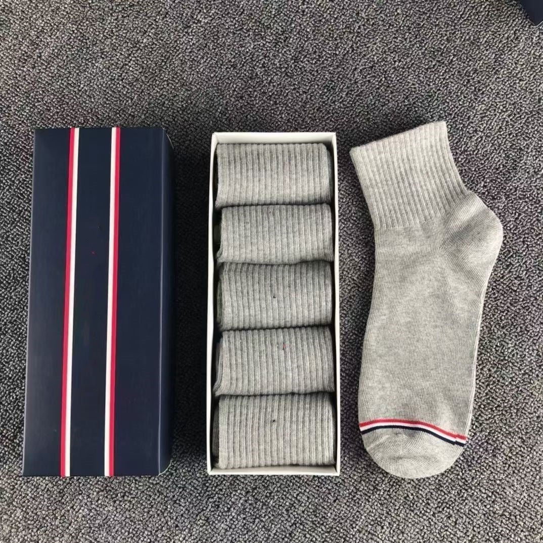 Mens Ankle Socks 5-Pack - Cotton Blend Casual Socks Gift Box Set