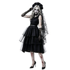 Women's Gothic Ghost Bride Costume 5-Piece Set - Halloween Dress Up Outfit