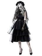Women's Gothic Ghost Bride Costume 5-Piece Set - Halloween Dress Up Outfit