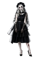Women's Gothic Ghost Bride Costume 5-Piece Set - Halloween Dress Up Outfit