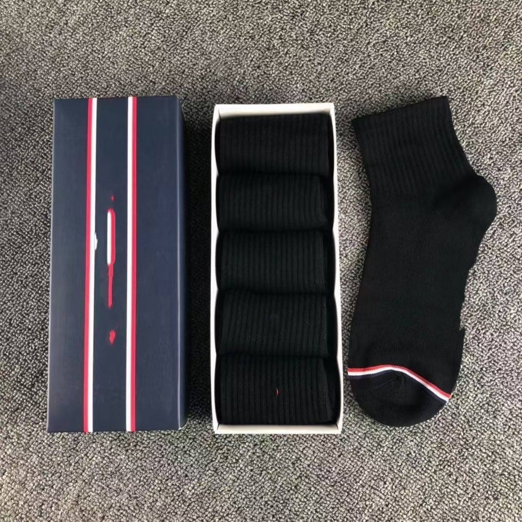 Mens Ankle Socks 5-Pack - Cotton Blend Casual Socks Gift Box Set
