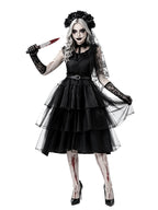Women's Gothic Ghost Bride Costume 5-Piece Set - Halloween Dress Up Outfit