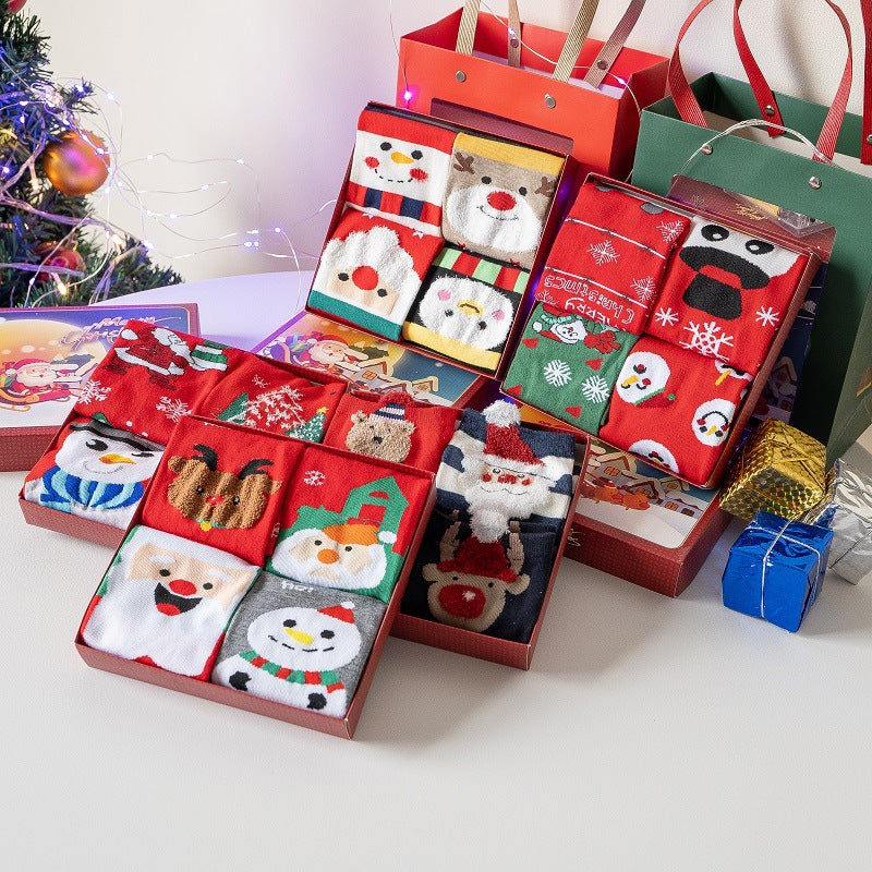 Christmas Sock Mystery Gift Set (4 Pairs) | Festive Surprise Socks for Men & Women