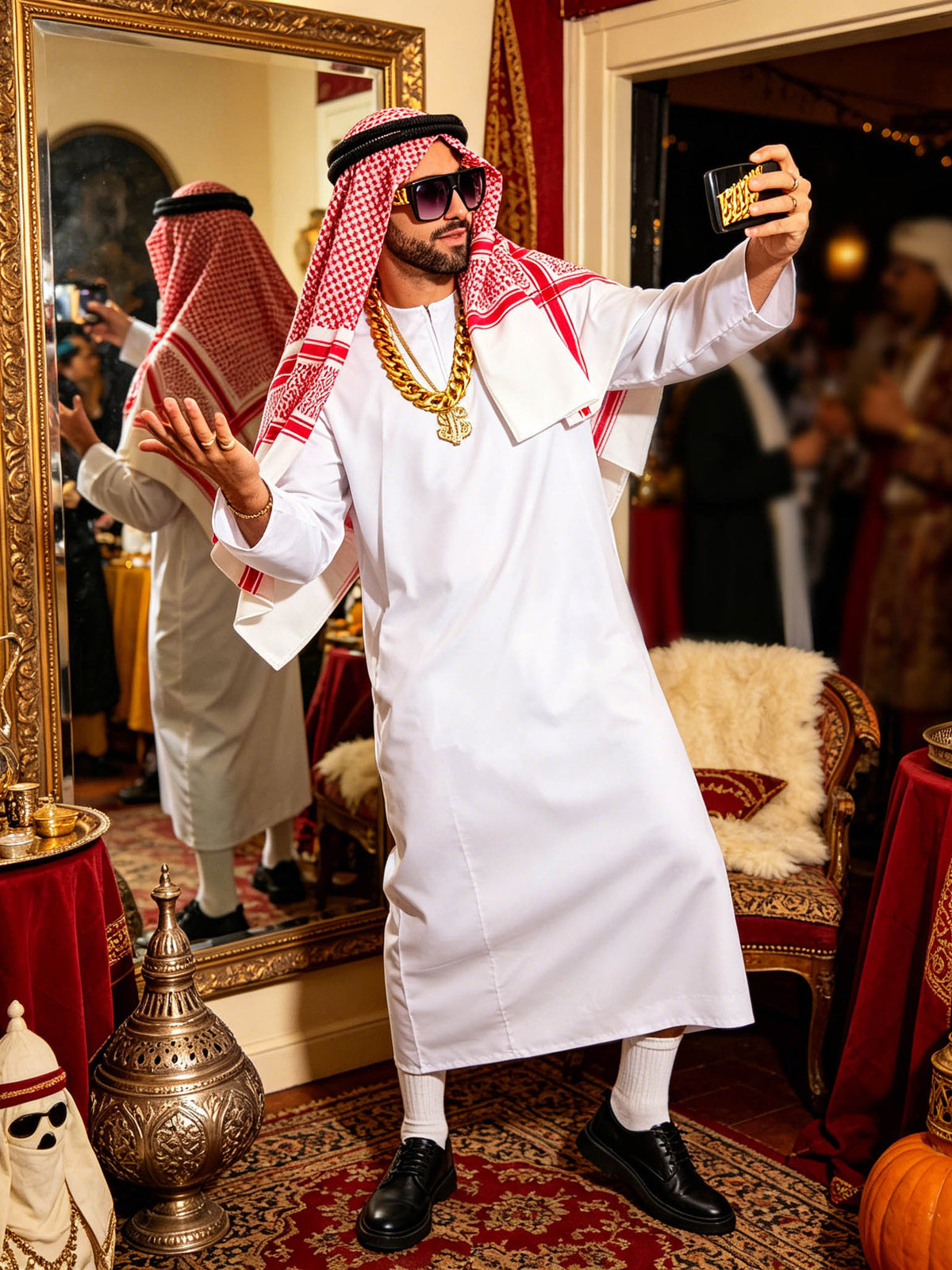 Arabian Sheikh Men's Costume - Complete Halloween Party Dress Up Set