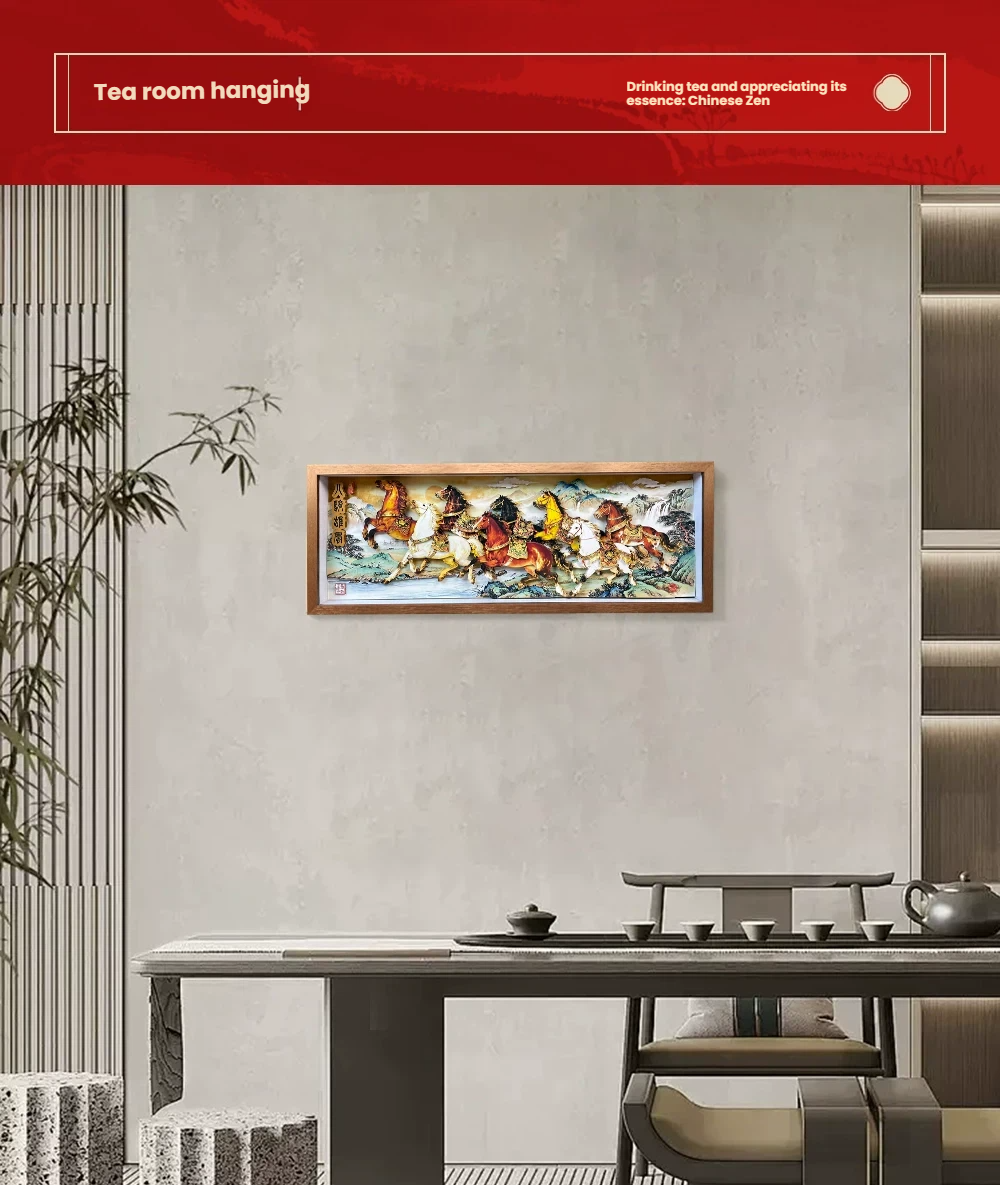 Handcrafted 3D Layered Oriental Paper Art Framed Decor | Eight Galloping Horses Chinese Paper-Cutting Artwork
