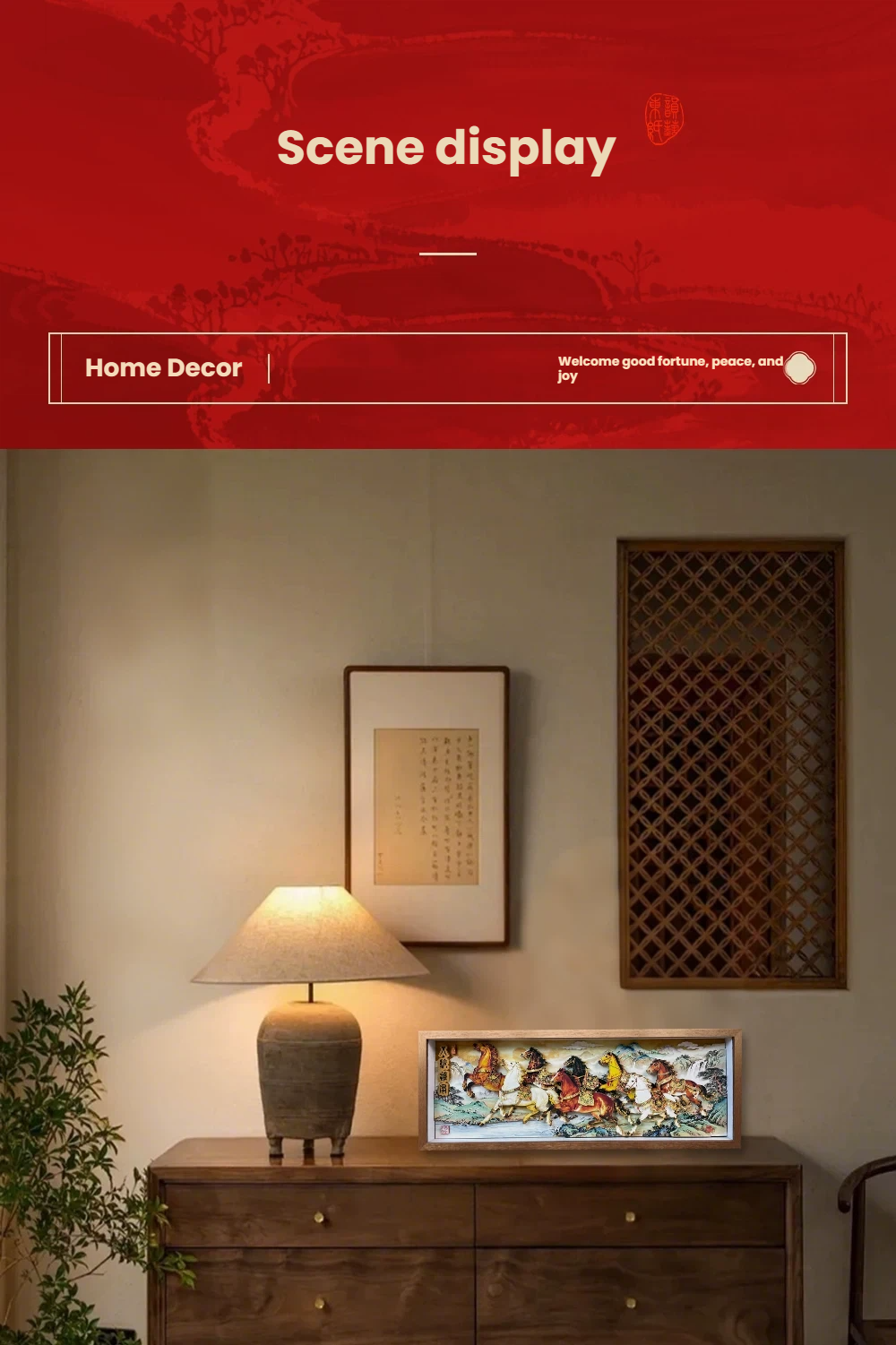 Handcrafted 3D Layered Oriental Paper Art Framed Decor | Eight Galloping Horses Chinese Paper-Cutting Artwork