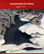 3D Paper Sculpture in an Oriental Artistic Style—Suitable for home décor, corporate gifts, housewarming presents, holiday gifts, and art collections.