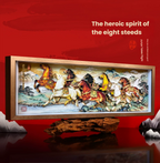 Handcrafted 3D Layered Oriental Paper Art Framed Decor | Eight Galloping Horses Chinese Paper-Cutting Artwork
