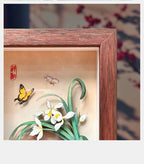 4-Piece Handcrafted 3D Layered Oriental Paper Art Framed Set | Plum, Orchid, Bamboo & Chrysanthemum Paper-Cutting Wall Decor