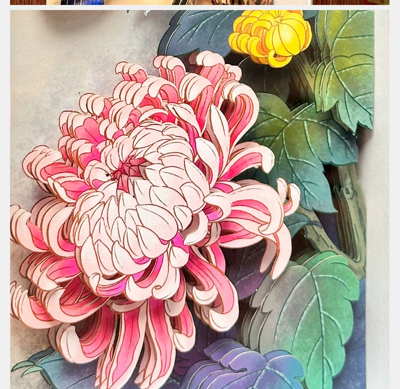 4-Piece Handcrafted 3D Layered Oriental Paper Art Framed Set | Plum, Orchid, Bamboo & Chrysanthemum Paper-Cutting Wall Decor
