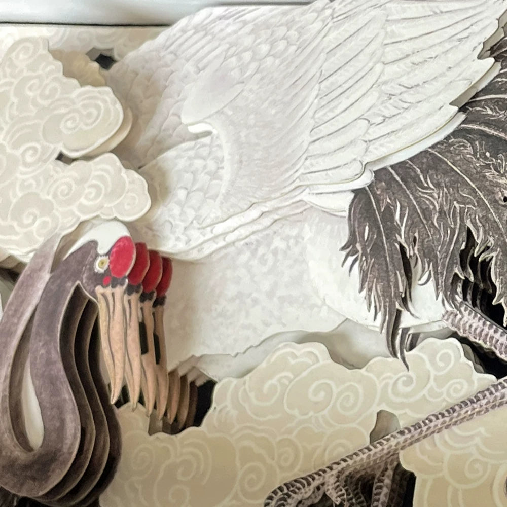 3D Paper Sculpture in an Oriental Artistic Style—Suitable for home décor, corporate gifts, housewarming presents, holiday gifts, and art collections.