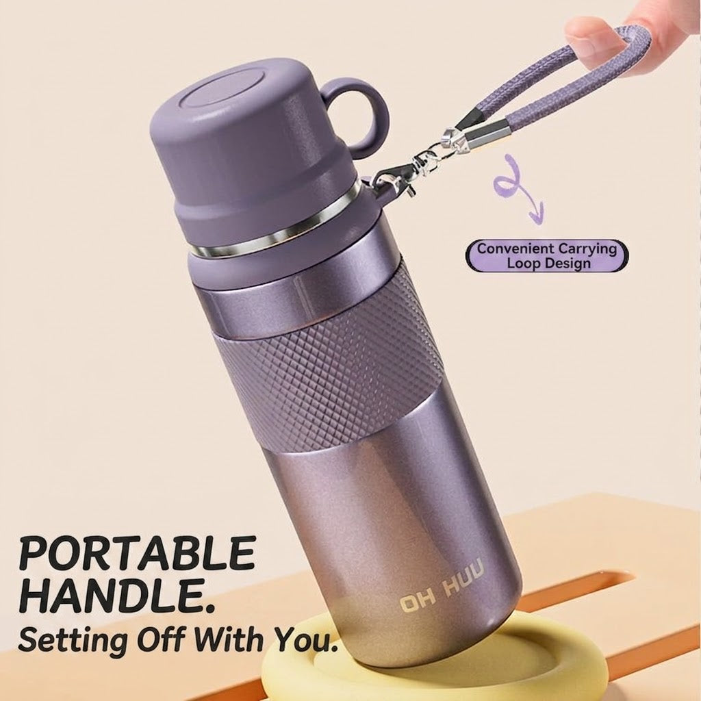 OUHUU 316 Stainless Steel Insulated Water Bottle - Leakproof Tumbler