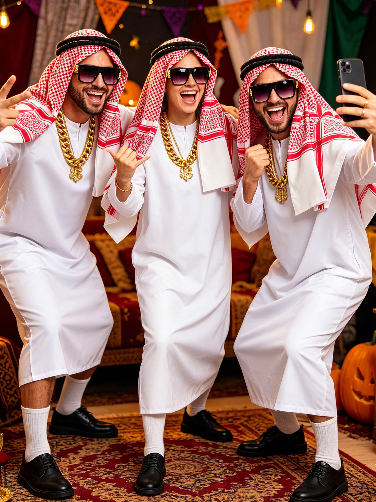 Arabian Sheikh Men's Costume - Complete Halloween Party Dress Up Set