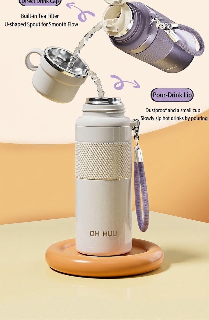 OUHUU 316 Stainless Steel Insulated Water Bottle - Leakproof Tumbler
