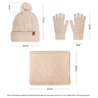 Winter Beanie Hat Scarf Gloves Set - 3-Piece Knit Warm Accessories for Women